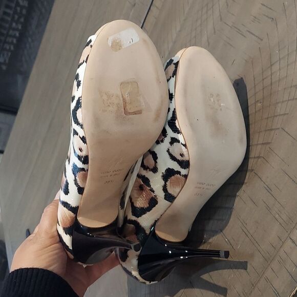 Giuseppe Zanotti Design Animal Print Peep Toe Heels Sz 38.5 - Picture 7 of 10